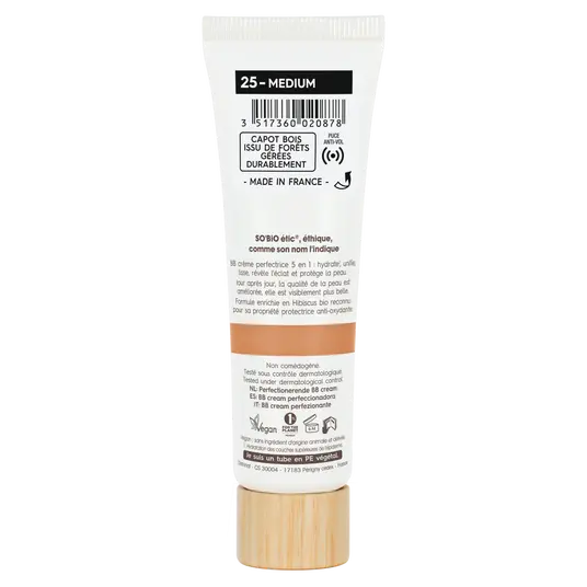 BB Crème 5-en-1 Certifiée Bio "Perfect" (Teinte Médium) — SO'BiO étic (30 ml)
