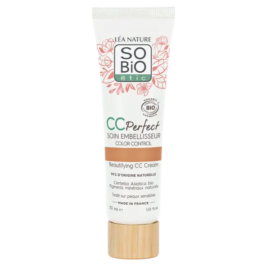 CC Crème 5-en-1 "Color Control" Certifiée Bio (Teinte Médium) — SO'BiO étic (30 ml)