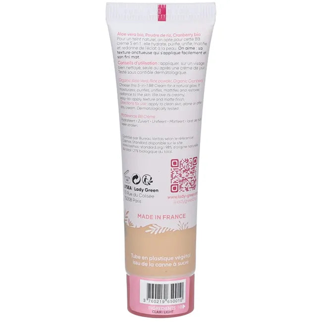 BB Crème Matifiante 5-en-1 "Sublime Teint" (Teinte Très Claire) — LADY GREEN (30 ml)
